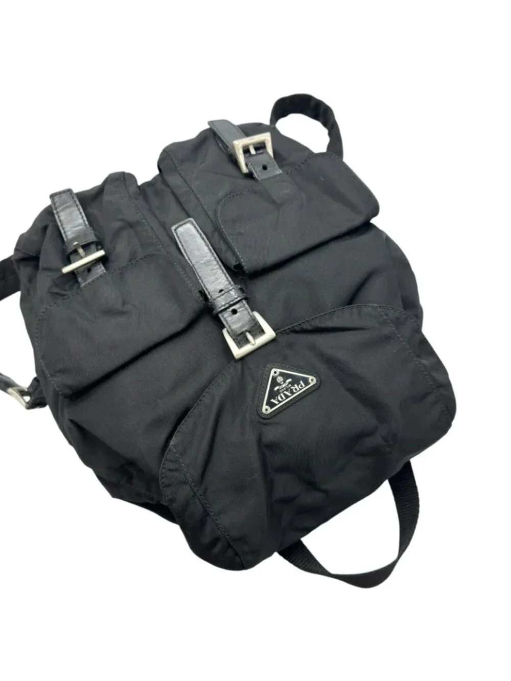 Prada Triangle Logo Backpack Nylon Black